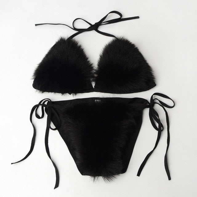 FemBot- the Fuzzy Faux Fur Trimmed Bikini Lingerie 11 Colors – Dorothea's  Closet Vintage