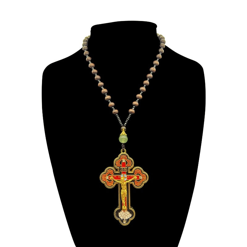 Holy- the Orthodox Cross Beaded Pendant Necklace 4 Color Ways