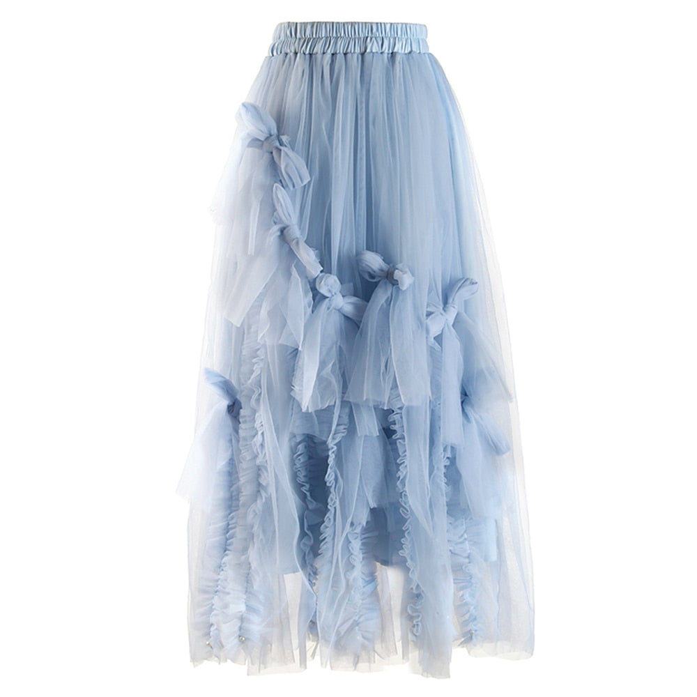 Bow Peep- the Ruffled Tulle Bow Trimmed Skirt 4 Colors