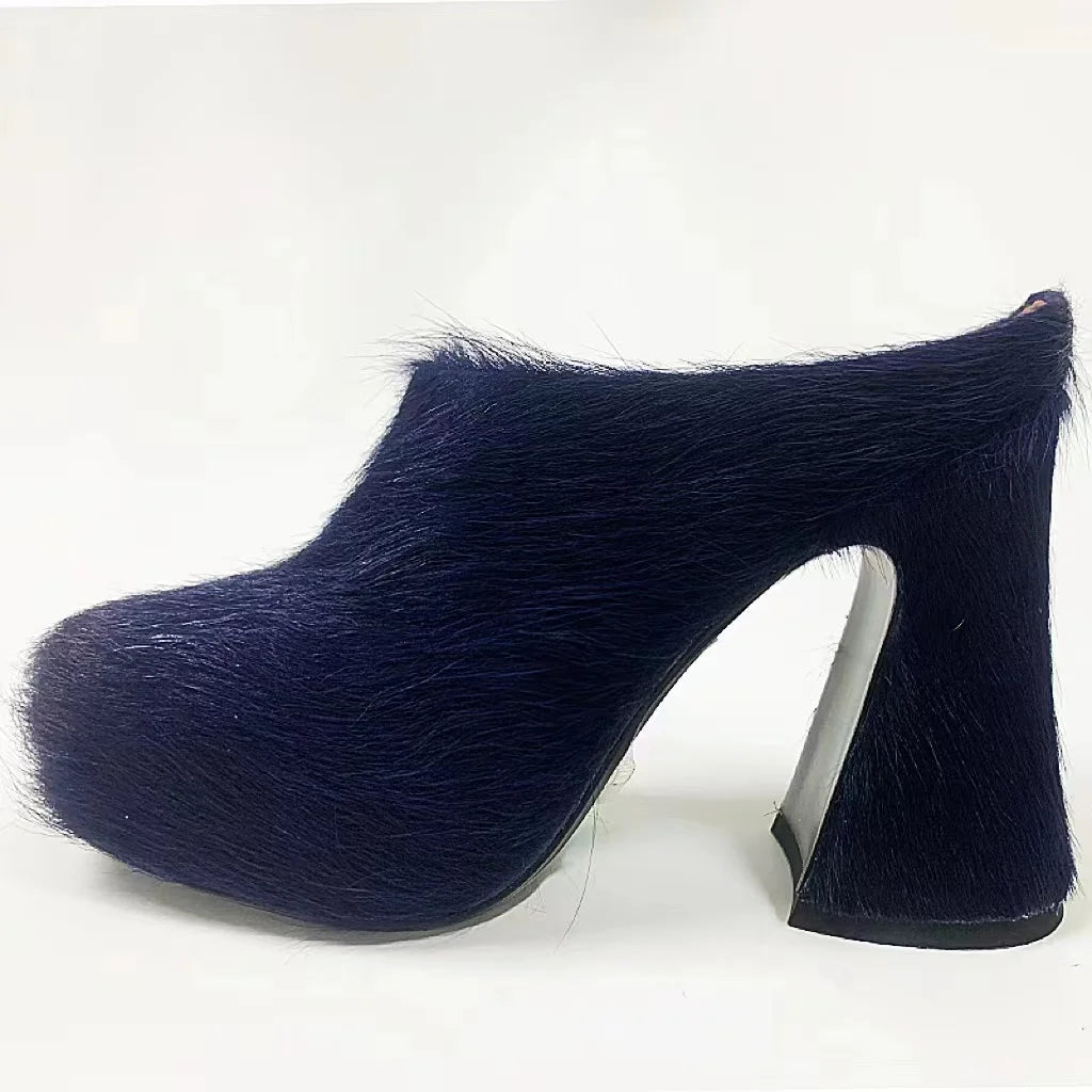 Hoofin' It- the Horsehair High Heel Mules Shoes 8 Colors