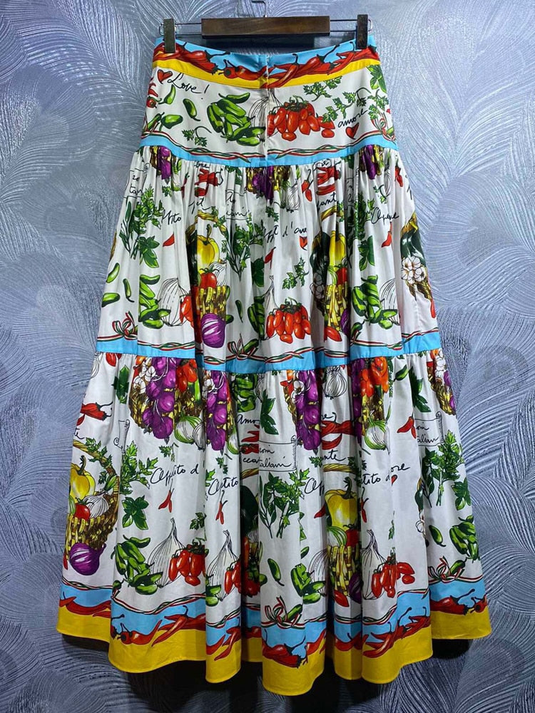 Tuscany- the Veggie Print Full Skirt