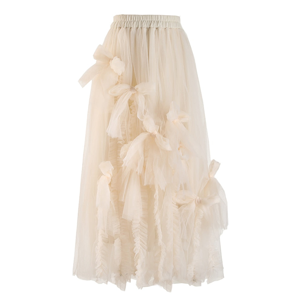 Bow Peep- the Ruffled Tulle Bow Trimmed Skirt 4 Colors