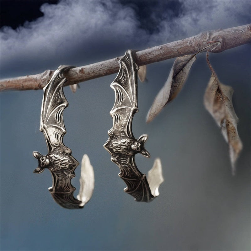 Pipistrello- the Goth Bat Shaped Hoop Earrings 2 Colors