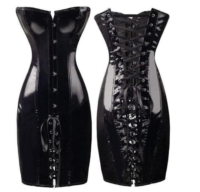 Whittled The Latex Corset Dress in Black or Red 5XL Red