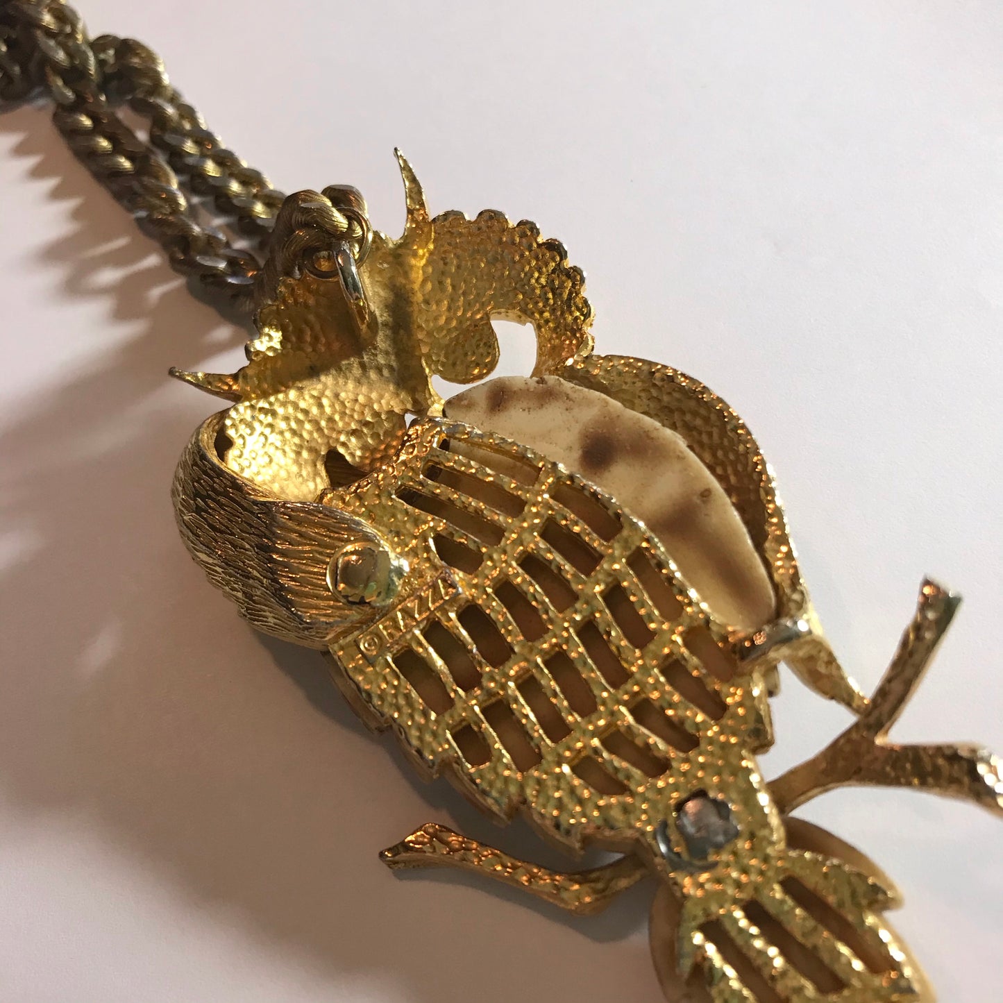 Razza Owl Pendant Necklace circa 1970s