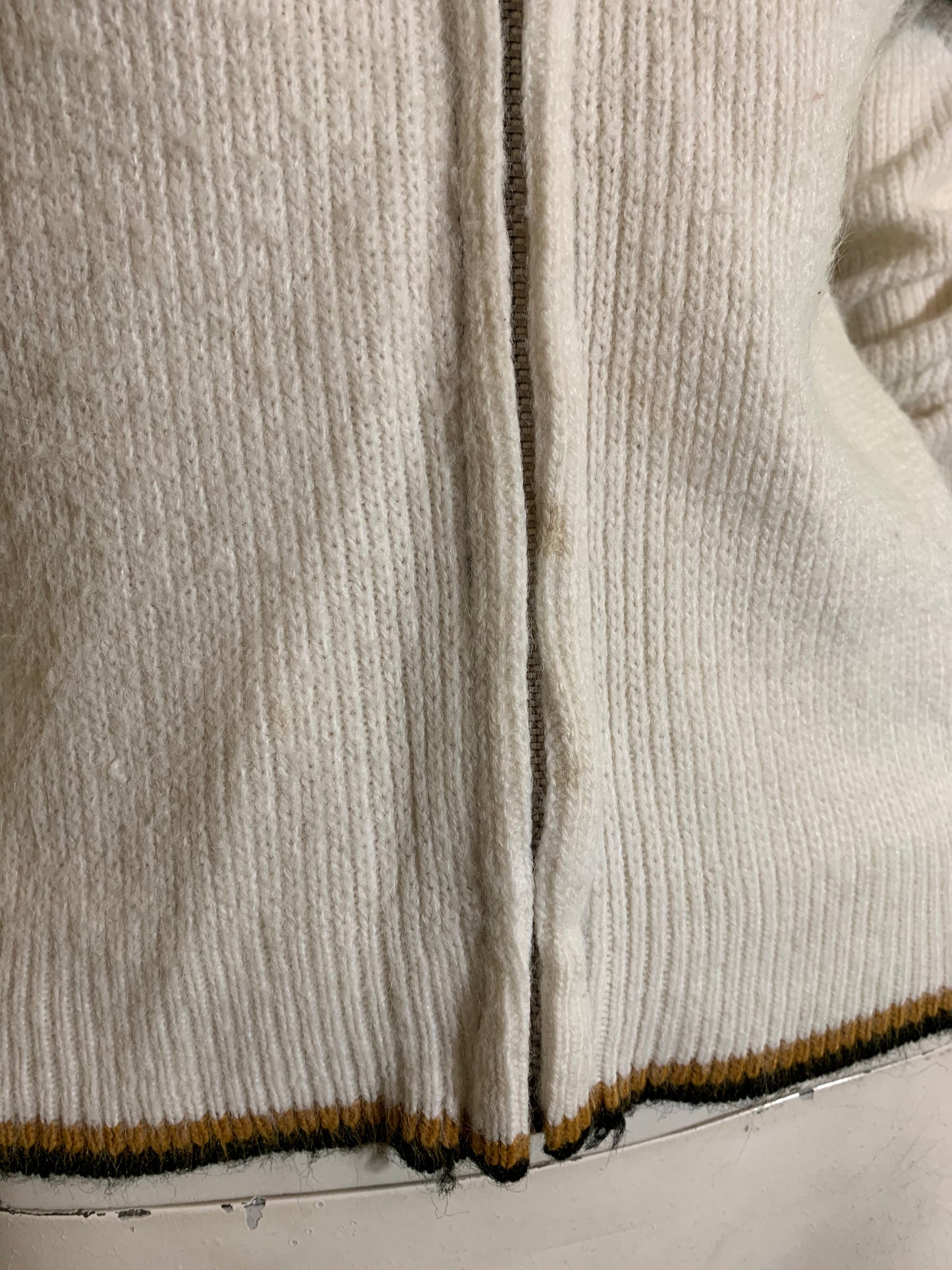 Blue and Gold Acrylic Zip Front Sweater circa 1960s