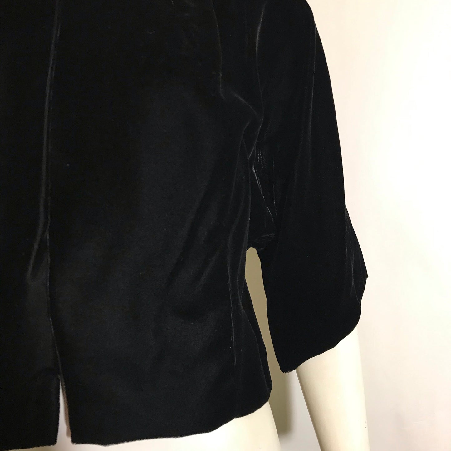 Black Velvet Cropped Jacket with Sequined Neckline circa 1960s ...