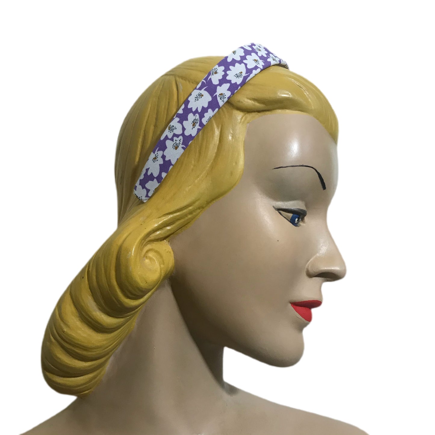 Folkloric Fabric Lavender 1930s Style Floral Print Headband
