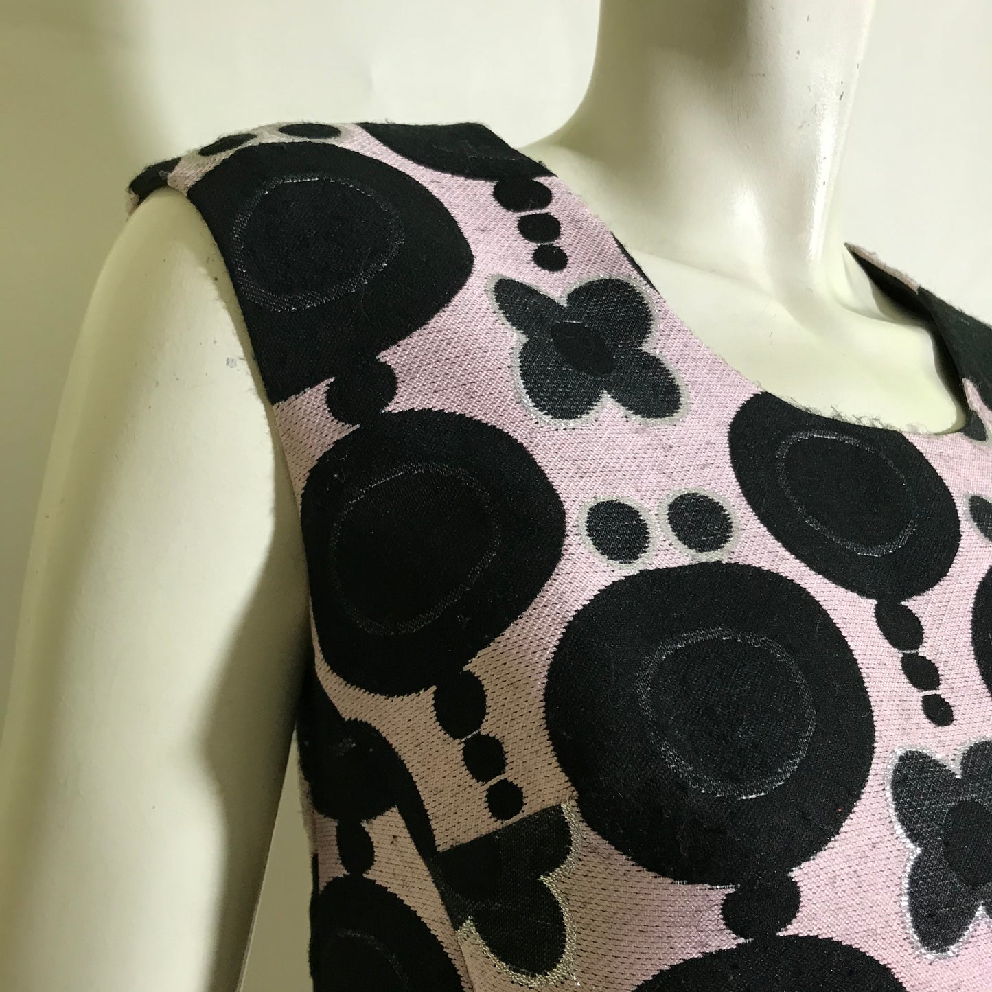 Pink SILVER and Black Glam Mod Cocktail Dress circa 1960s