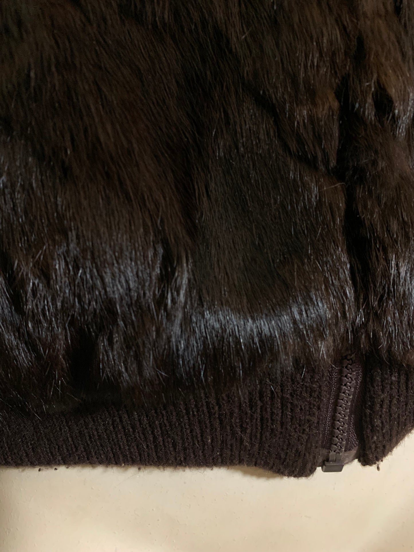 Glossy Deep Brown Rabbit Fur Jacket circa 1980s