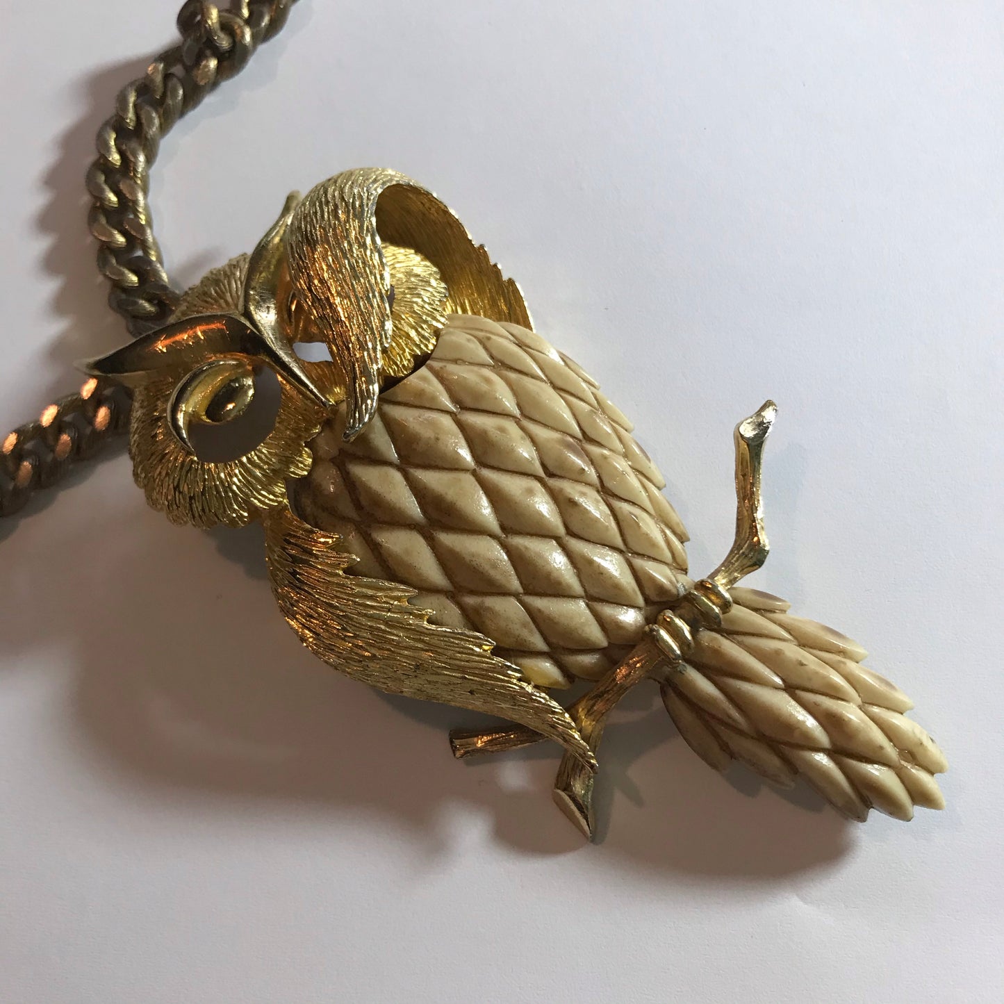 Razza Owl Pendant Necklace circa 1970s