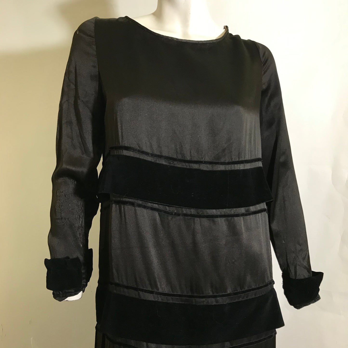 Velvet Striped Black Weighted Silk Dress circa 1920s – Dorothea's ...