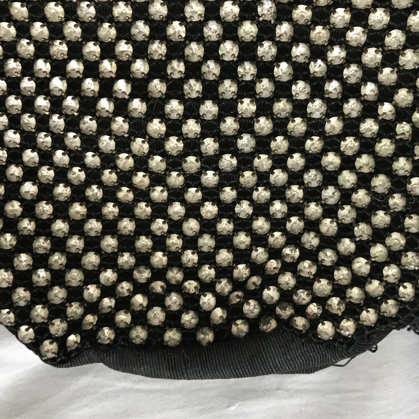 Black Round Evening Handbag with Sparkling Rhinestones circa 1930s