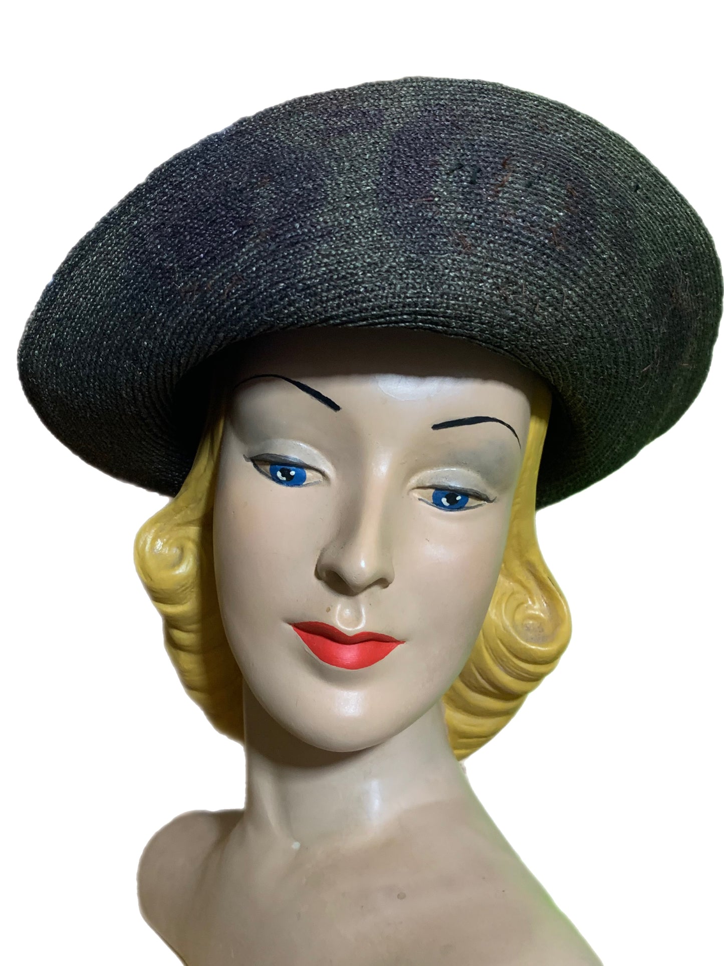 Brown Sisal Wide Rolled Brim Hat circa Early 1900s