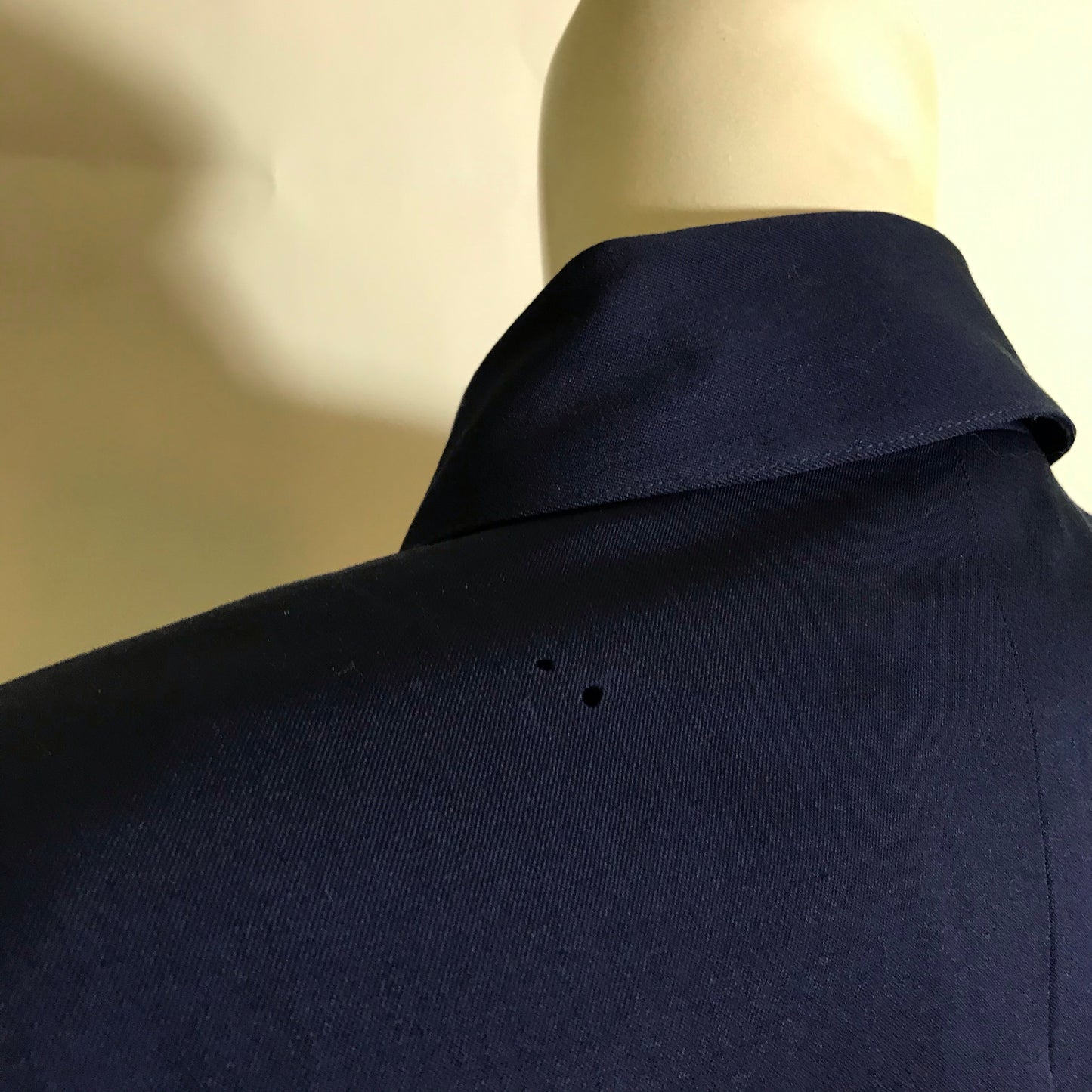 Nipped Waist Blue Wool Pocket Trimmed Suit Jacket circa 1980s